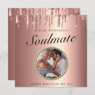 Chic Glitter Drips Photo Girlfriend Birthday Card