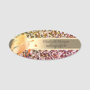 Chic Glitter Girl Face Silhouette Name Tag