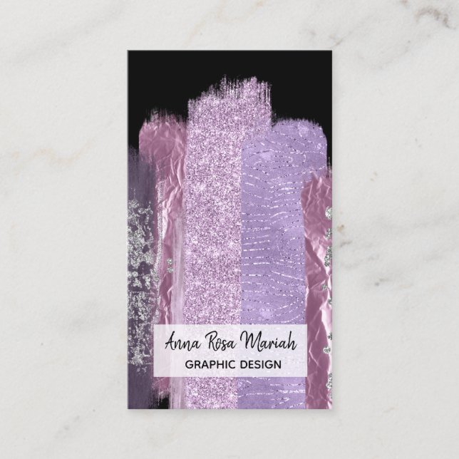 *~* Chic Glitter Girly Feminine Exciting Abstract Business Card (Front)