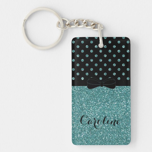 Chic Glitter Girly Papillon Personalised Key Ring (Front)