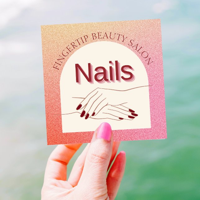 Chic Glitter Nail Artist Beauty Salon QR Code Square Business Card (Creator Uploaded)