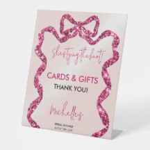 Chic Glitter Pink Bow She's Tying The Knot