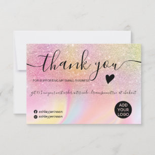 Chic glitter rainbow unicorn marble thank you