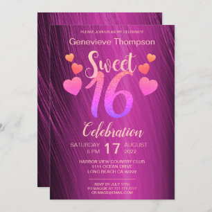 Chic Glitter Sweet Sixteen Party Invitation