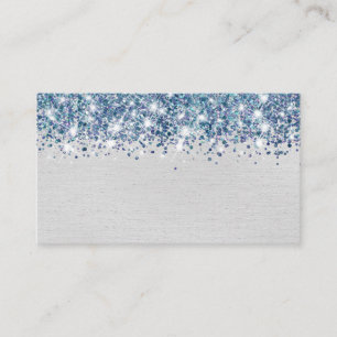 Chic Glittery Blue Silver Foil Blank Place Card