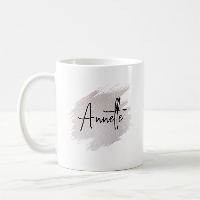 Chic glittery brushstroke personalized  coffee mug (Left)