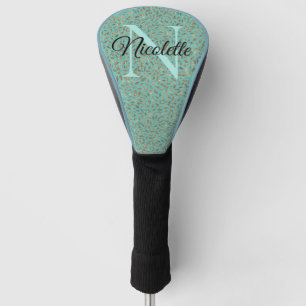 Chic Glittery Feathers Monogram Golf Head Cover