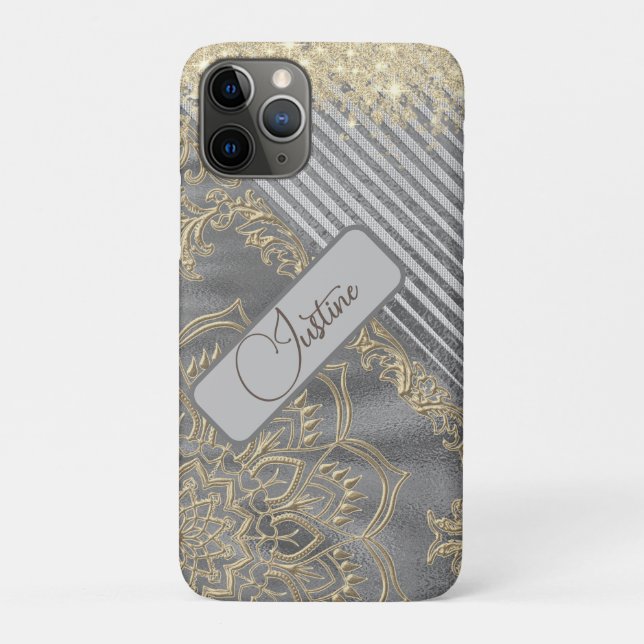 Chic Glittery Mandala Personalised Case-Mate iPhone Case (Back)