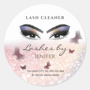 Chic glittery sparkle lash extension lash cleaner  classic round sticker