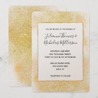 Chic Glitzy Gold Wedding Invites