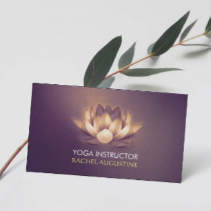 Chic Glowing Lotus & Purple Grunge Yoga Instructor Business Card