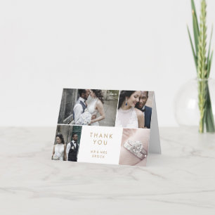 Chic Gold 4 Photo Template Thank You Card