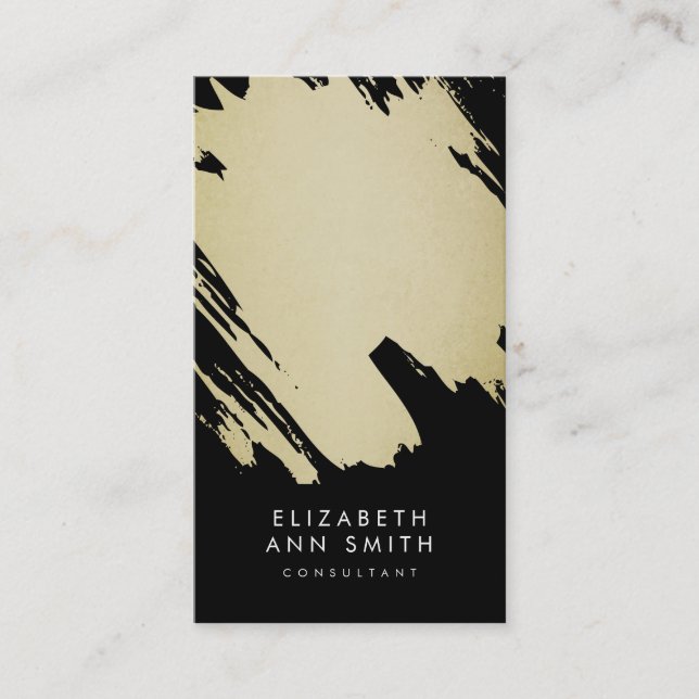 Chic Gold Abstract Brushstrokes Business Card Pack (Front)