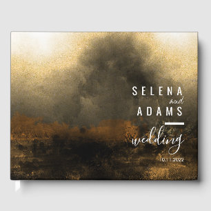 Chic Gold Abstract Typography Wedding Guest Book