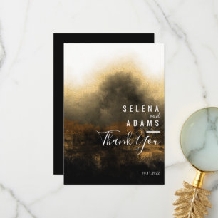 Chic Gold Abstract Typography Wedding Thank You Card