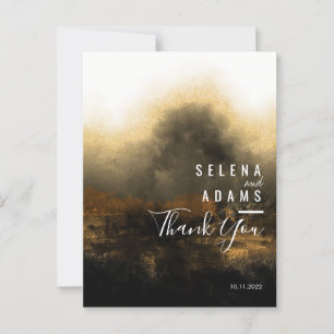 Chic Gold Abstract Typography Wedding Thank You Postcard
