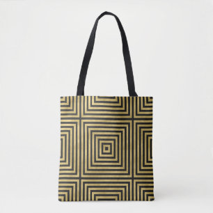 Chic Gold and Any Colour Geometric Squares Design Tote Bag