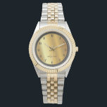 Chic Gold and Black Effect Personalized Watch<br><div class="desc">Timeless Elegance on Your Wrist. Carry a touch of sophistication wherever you go with this stunning custom wristwatch. The face features a rich faux gold gradient background (printed effect) that catches the eye, contrasted beautifully with sharp black serif numerals for a classic, high-end look. ✨ Why You’ll Love It: Luxury...</div>