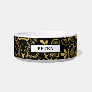 Chic Gold and Black Floral Bowl