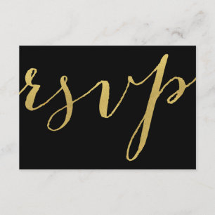 Chic Gold and Black RSVP Card