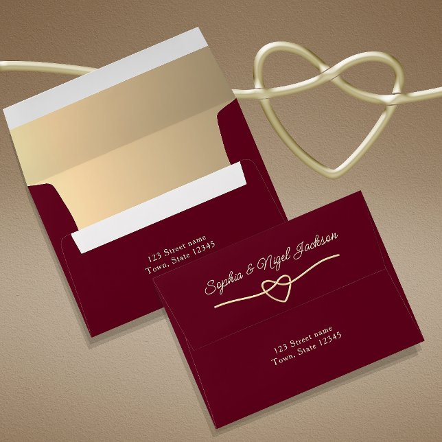 Chic Gold and Burgundy Wedding Envelope (Creator Uploaded)