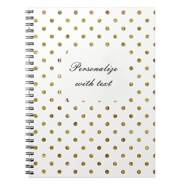 Chic Gold and White Dots Notebook (Front)