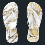 Chic Gold and White Marble Team Bride Bachelorette Thongs<br><div class="desc">Elegant, chic, and modern faux printed gold and white marble patterns, Team Bride keepsake flip flops. This classic and sophisticated design is perfect for the classy, trendy, and stylish bridesmaid or maid of honour. Wear them to the bachelorette party or any pre-wedding event to show your support for the bride....</div>
