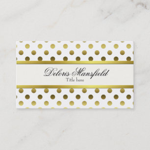 Chic Gold and White Polka Dot Business Card