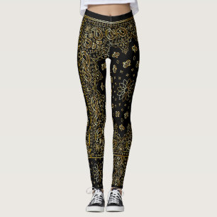 Chic Gold Artwork Black Designer Pattern Women’s Leggings