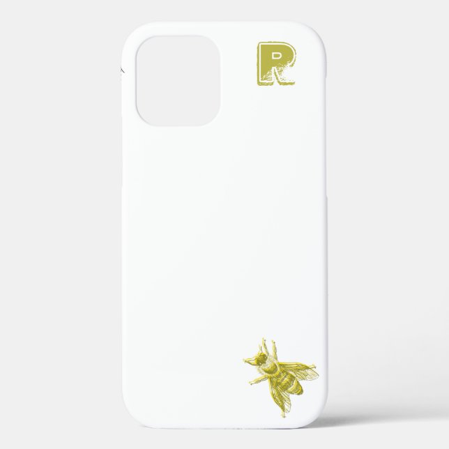 Chic Gold Bee Monogram Case-Mate iPhone Case (Back)