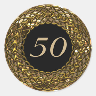 Chic Gold & Black 50th Wedding Anniversary Classic Round Sticker