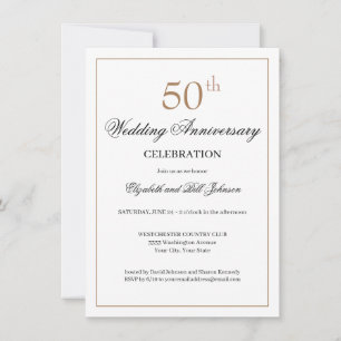 Chic Gold Black 50th Wedding Anniversary Invitation