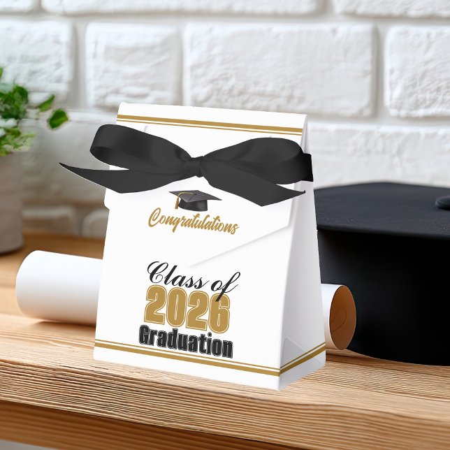 Chic Gold Black Class of 2026 Custom Graduation Favour Box (Creator Uploaded)