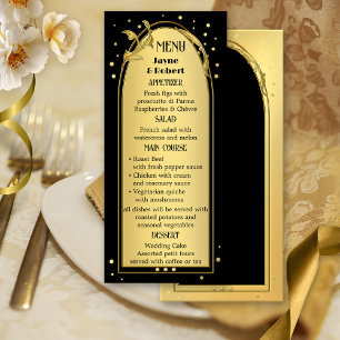 Chic Gold Black Deco Style Wedding Menu