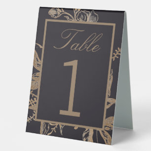 Chic Gold & Black Faux Metal Floral Photo Wedding