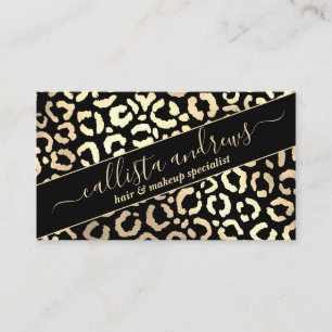 Chic Gold Black Leopard Cheetah Animal Print Business Card