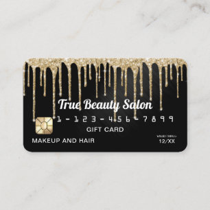 Chic Gold Black Metallic Glitter Drips Gift Credit Business Card