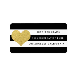 Chic Gold   Black Stripe Address Labels