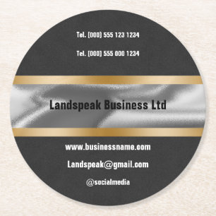 Chic Gold Black Suede Promoting Business Round Paper Coaster