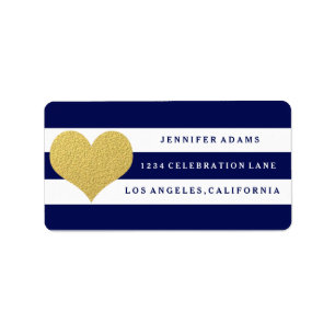 Chic Gold   Blue Stripe Address Labels