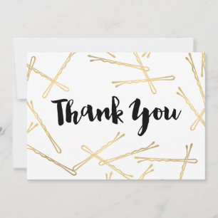 Chic Gold Bobby Pins Hair Salon Thank You Card