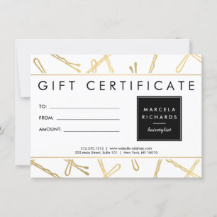 Chic Gold Bobby Pins Hair Stylist Gift Certificate