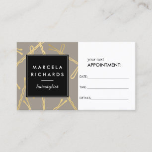 Chic Gold Bobby Pins Hair Stylist Grey Appointment Card