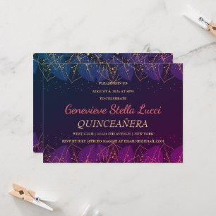 Chic Gold Botanical Quinceañera Party Invitation