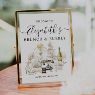Chic Gold Brunch and Bubbly Welcome Bridal Shower Poster