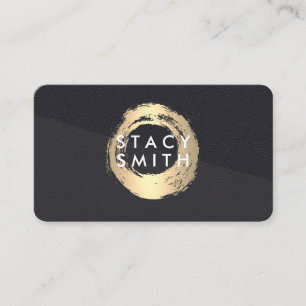 Chic Gold Brushed Leather Colour Block Business Card