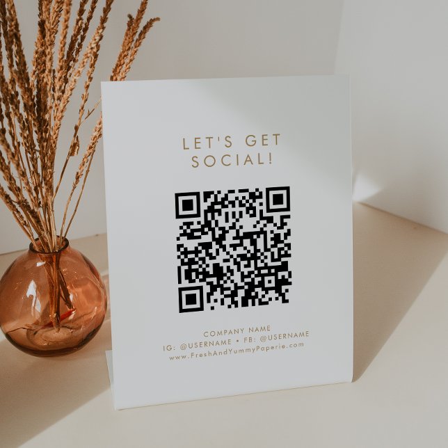 Chic Gold Business Let's Get Social Media Pedestal Sign (Creator Uploaded)