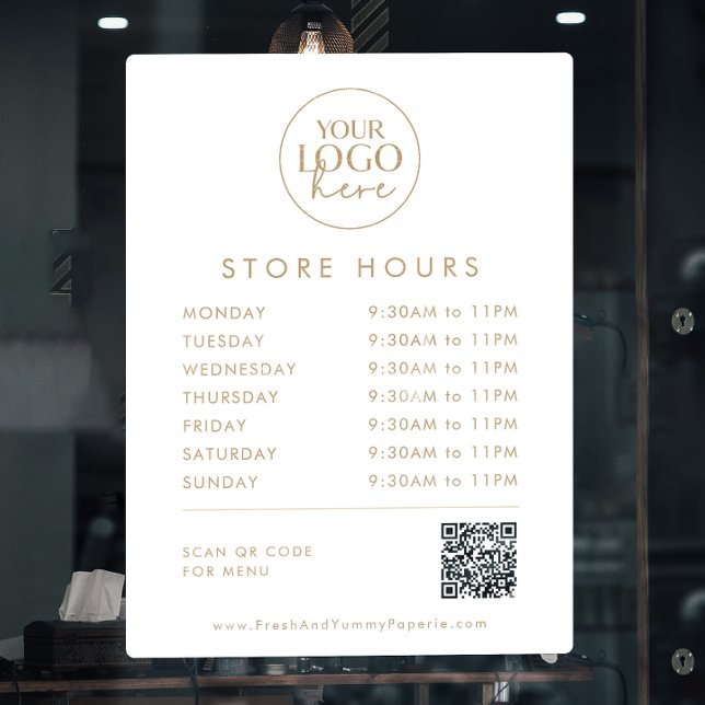Chic Gold Business Logo QR Code Store Hours (Creator Uploaded)