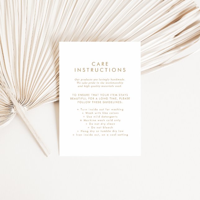 Chic Gold Business Product Care Instructions Enclosure Card (Creator Uploaded)