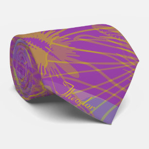 Chic Gold Butterfly Aqua Violet Background Tie